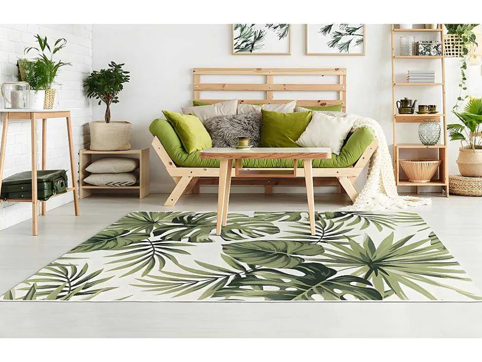 Binnen- Of Buitentapijt Met Blaadjes-Motief Palmo - 200X290Cm - Groen