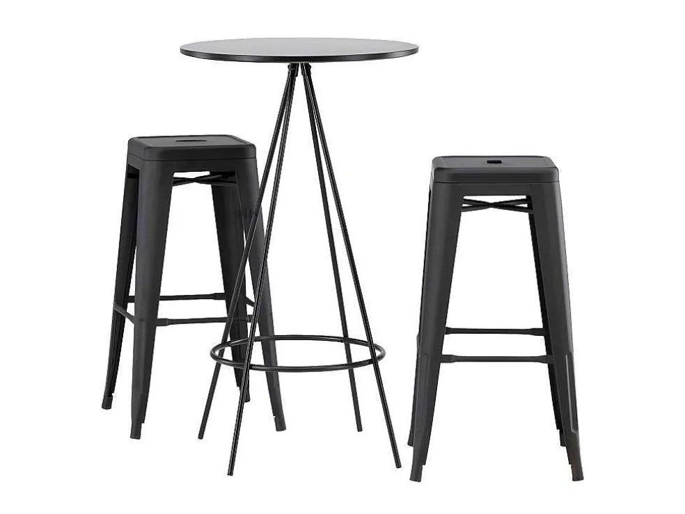 Bistro Barmeubelset Bartafel Zwart En 2 Tempe Barstoelen Zwart.