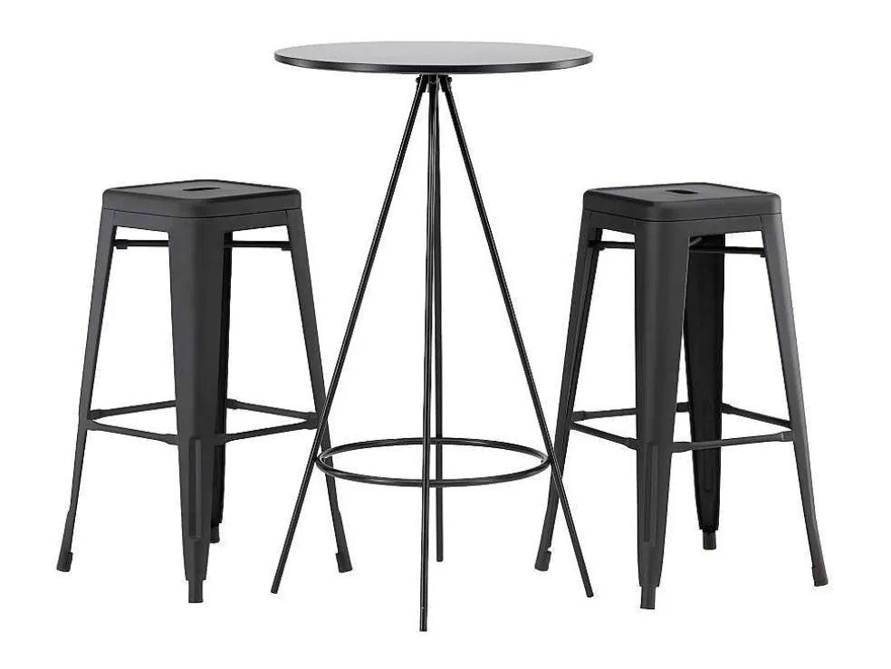 Bistro Barmeubelset Bartafel Zwart En 2 Tempe Barstoelen Zwart.