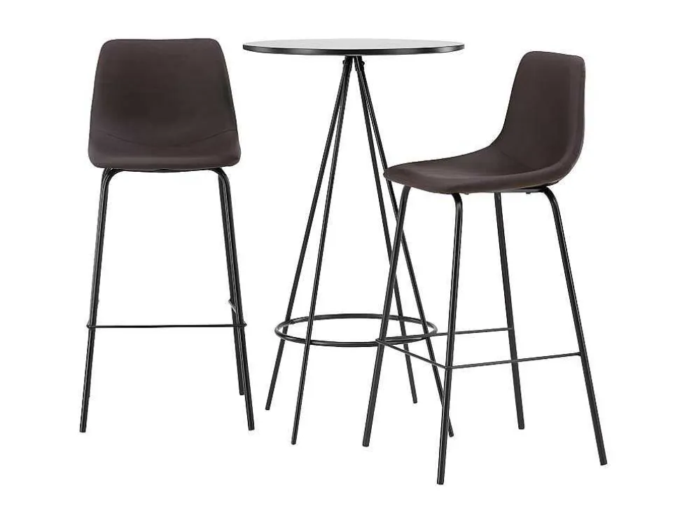 Bistro Barmeubelset Bartafel Zwart En 2 Alexi Barstoelen Bruin.