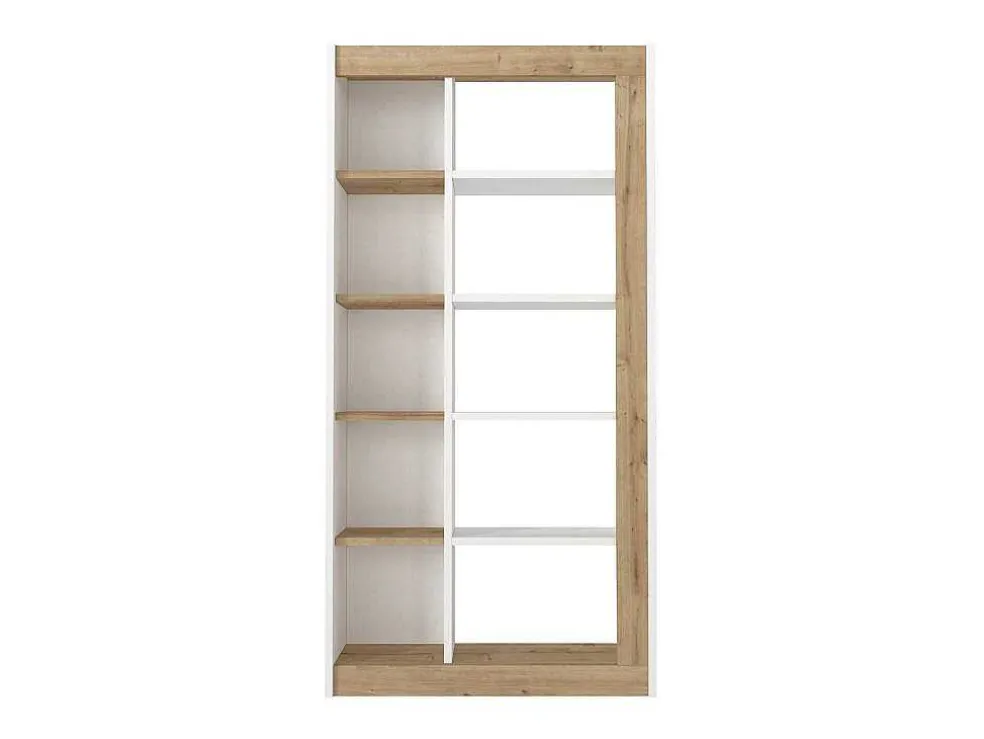 Boekenkast Met 10 Nissen - Licht Naturel En Wit - Silomai