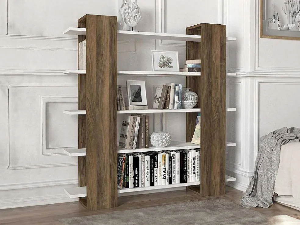 Boekenkast Met 5 Planken - Naturel En Wit - Zoryn