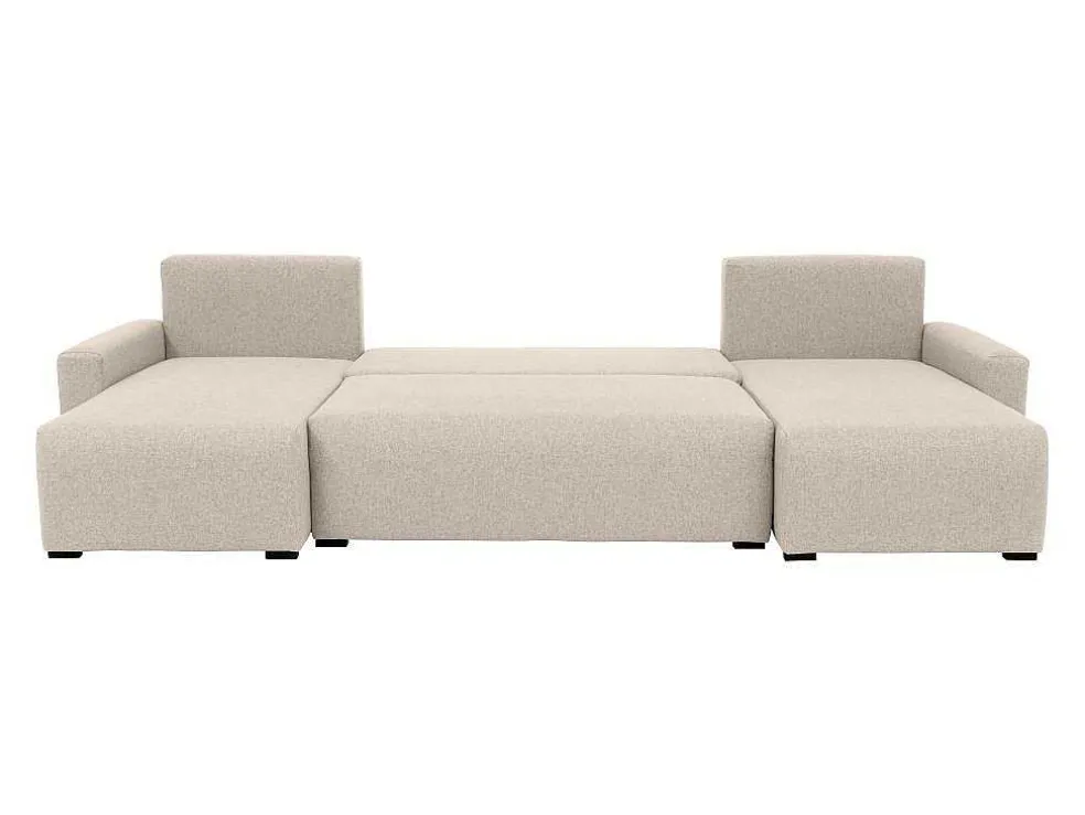 Brede Hoekslaapbank Van Beige Stof Ladazia