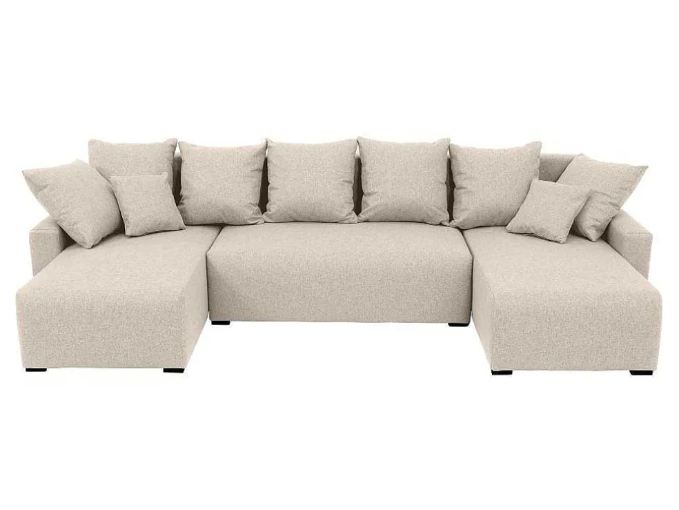 Brede Hoekslaapbank Van Beige Stof Ladazia