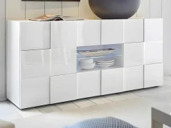 Buffetkast Calisto - Met Led-Verlichting - Twee Poorten En Twee Lades - Wit Gelakt