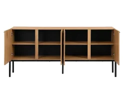 Buffetkast Met 4 Deuren - Licht Naturel En Zwart - Memphis Ii