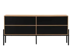 Buffetkast Met 4 Deuren - Licht Naturel En Zwart - Memphis Ii