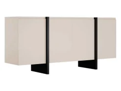 Buffetkast Met 4 Deuren Van Mdf - Beige En Zwart - Luvonia
