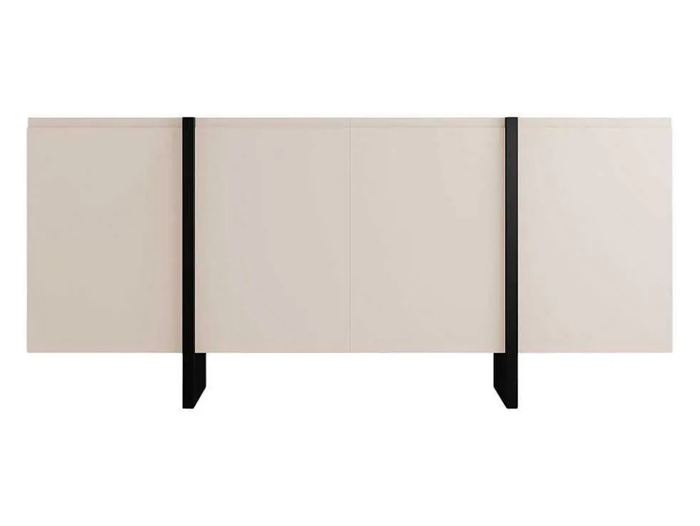 Buffetkast Met 4 Deuren Van Mdf - Beige En Zwart - Luvonia