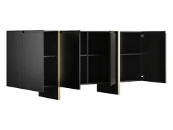 Buffetkast Met 4 Deuren Van Mdf - Zwart En Goudkleurig - Luvonia