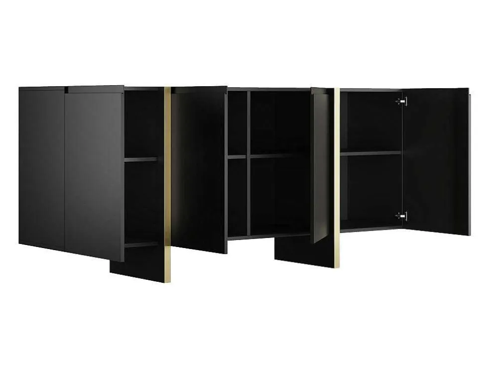Buffetkast Met 4 Deuren Van Mdf - Zwart En Goudkleurig - Luvonia