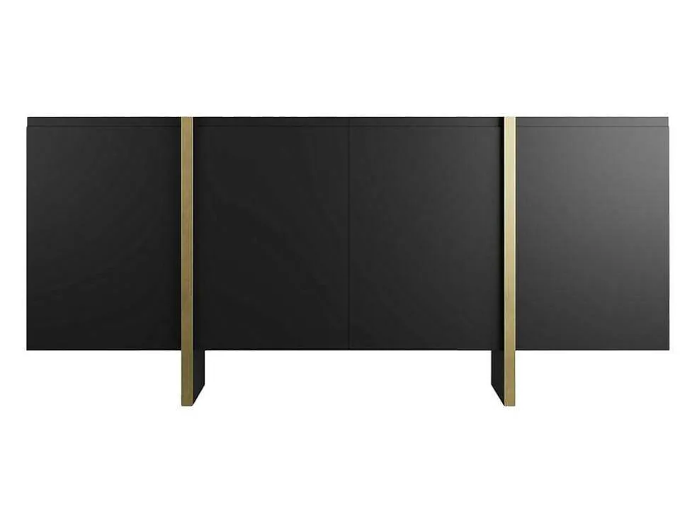 Buffetkast Met 4 Deuren Van Mdf - Zwart En Goudkleurig - Luvonia