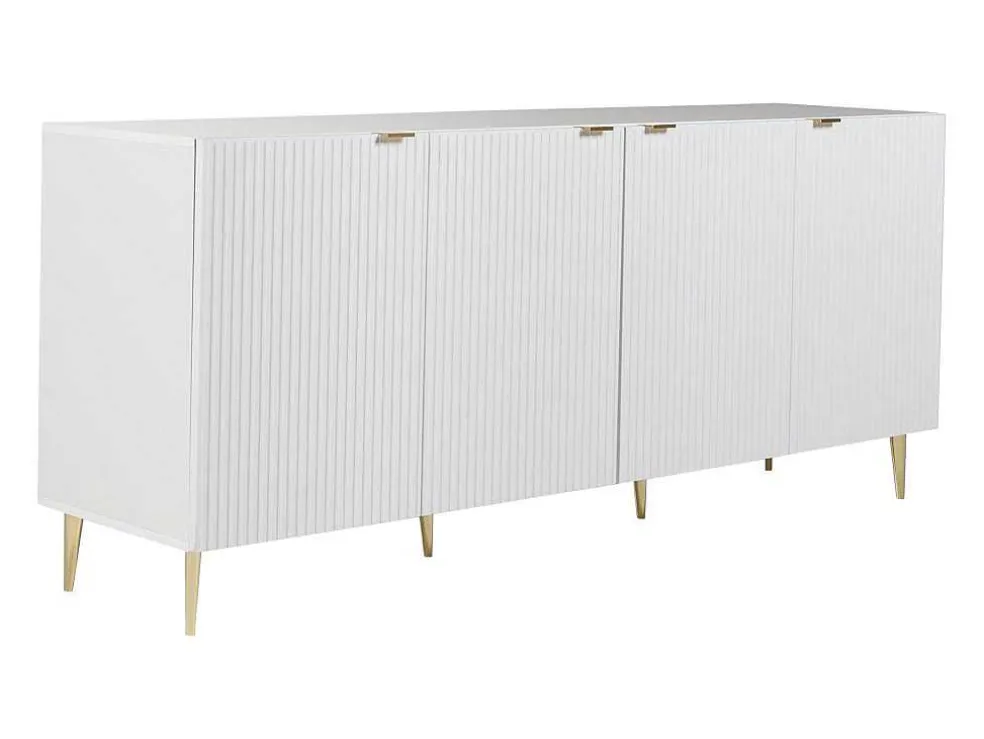 Buffetkast Met 4 Deurtjes Van Mdf En Staal - Wit En Goudkleurig - Yesinia
