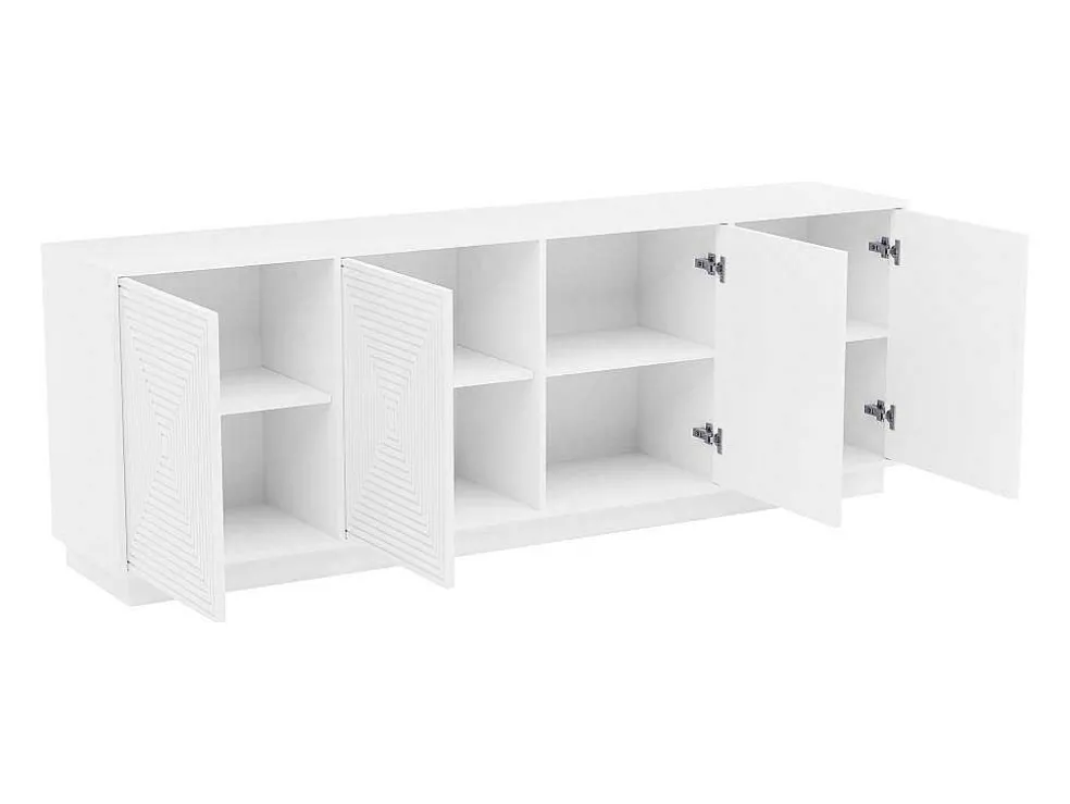 Buffetkast Met 4 Deurtjes Van Mdf - Wit - Mezulia
