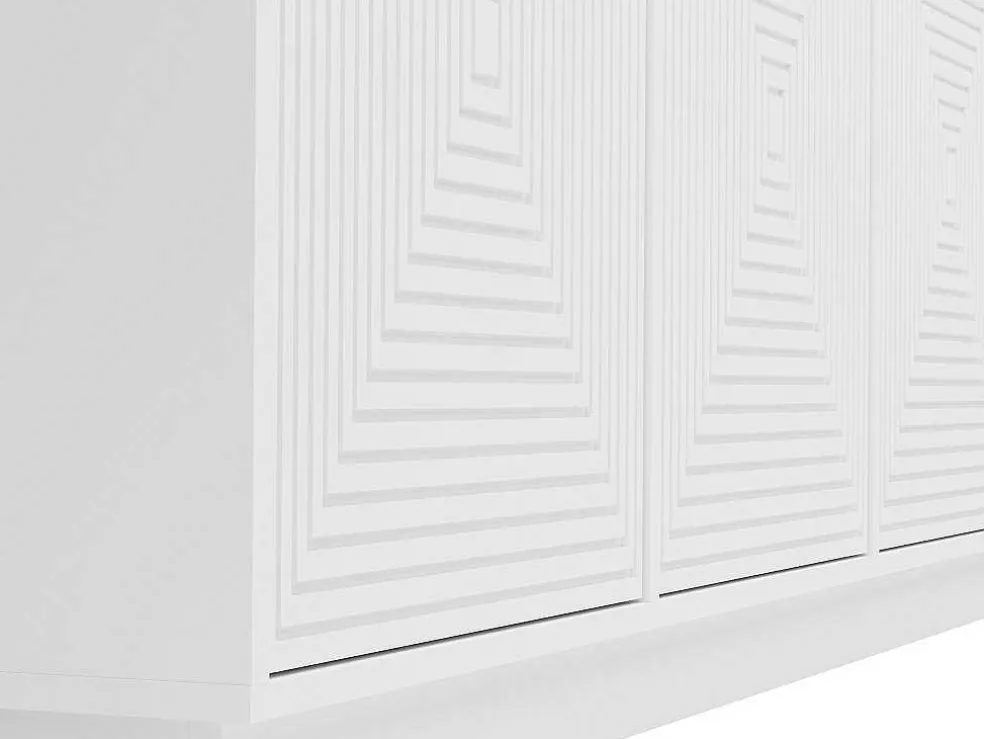 Buffetkast Met 4 Deurtjes Van Mdf - Wit - Mezulia
