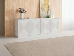 Buffetkast Met 4 Deurtjes Van Mdf - Wit - Mezulia