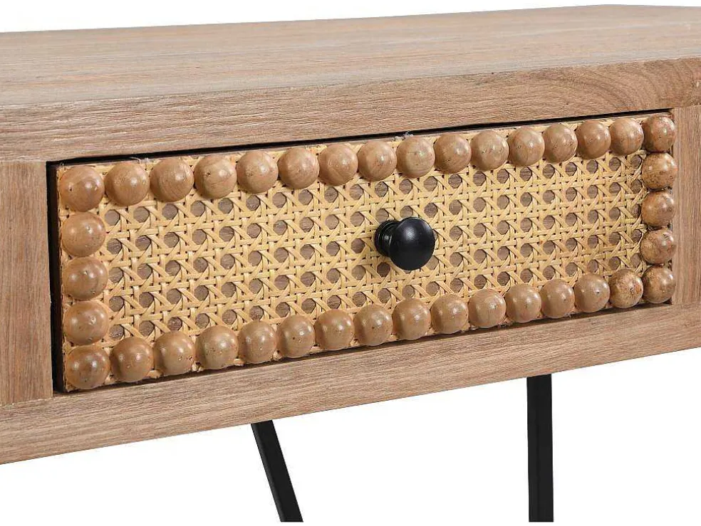 Bureau Met 3 Lades - Mdf En Metaal - Kleuren: Naturel En Zwart - Akivi