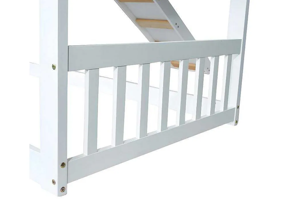 Cabine Stapelbed 90X200Cm - Massief Grenen - Met Trap En Glijbaan - Wit