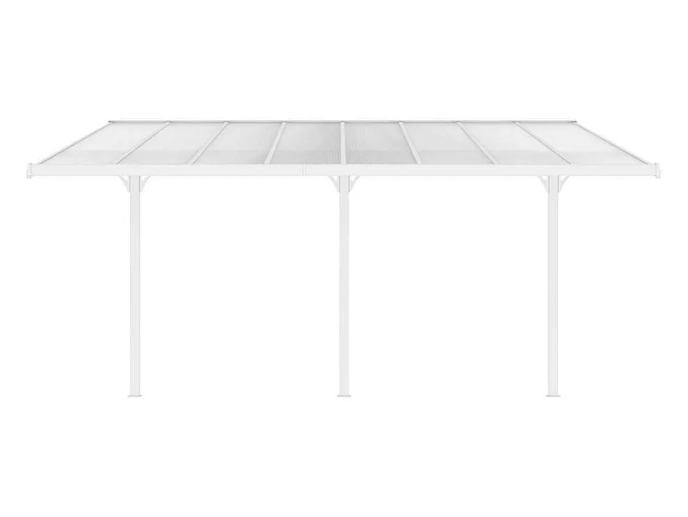 Carport Pergola Voor Tegen De Muur Van Aluminium 15,1 M Wit Alvaro
