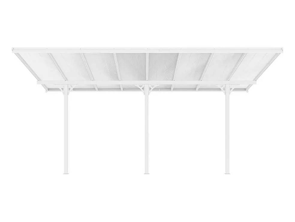 Carport Pergola Voor Tegen De Muur Van Aluminium 15,1 M Wit Alvaro