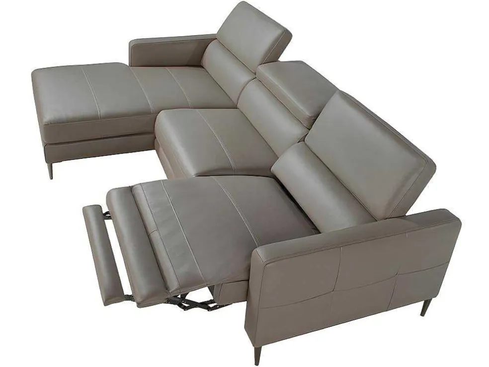 Chaise Longue Bank In Donkergrijs Leer Met Relaxmechanisme 6125 Angel Cerda