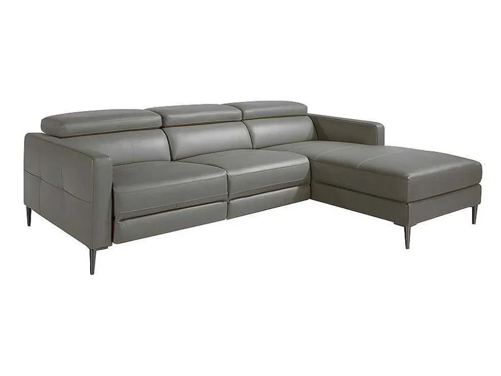 Chaise Longue Bank In Donkergrijs Leer Met Relaxmechanisme 6126 Angel Cerda