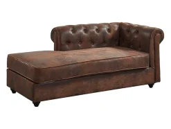 Chaise Longue - Hoek Links - Chesterfield Shirel Van Microvezel Met Lived-In Leeraspect