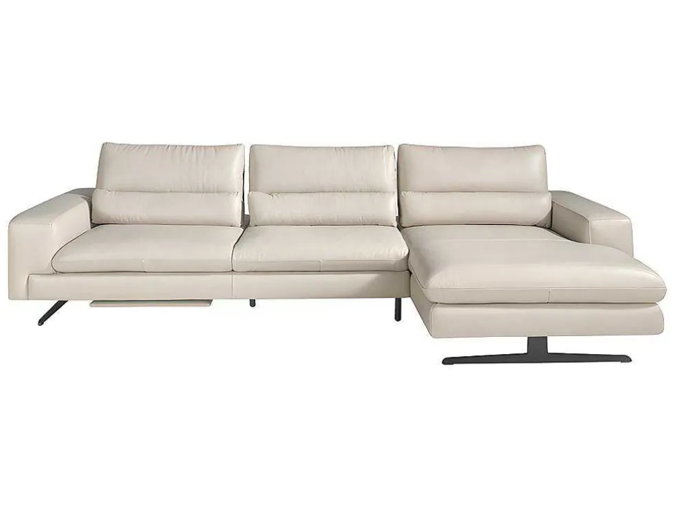 Chaiselongue Sofa (R) In Leer En Mat Staal 6152 Angel Cerda