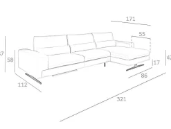 Chaiselongue Sofa (R) In Leer En Mat Staal 6152 Angel Cerda