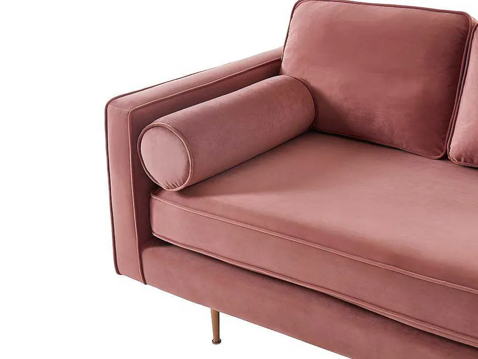 Chaise Longue Van Stof Kahel- Hoek Rechts - Oud Roze