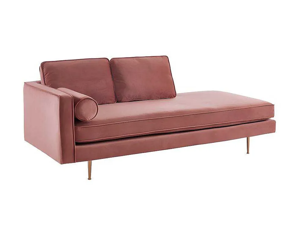 Chaise Longue Van Stof Kahel- Hoek Rechts - Oud Roze