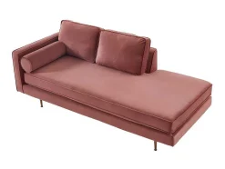 Chaise Longue Van Stof Kahel- Hoek Rechts - Oud Roze