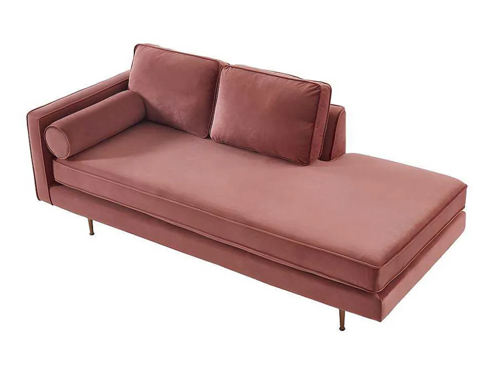 Chaise Longue Van Stof Kahel- Hoek Rechts - Oud Roze
