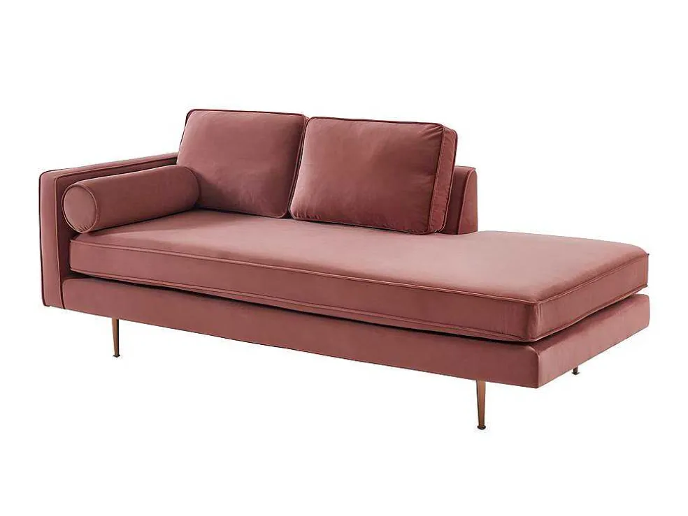 Chaise Longue Van Stof Kahel- Hoek Rechts - Oud Roze