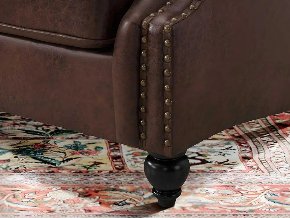 Chesterfield Fauteuil Aquitaine Van Microvezel Effect Lived-In Leer - Bruin