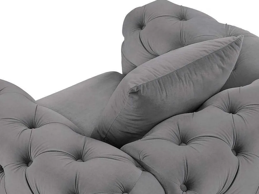 Chesterfield-Fauteuil Van Antracietgrijs Velours Edwina