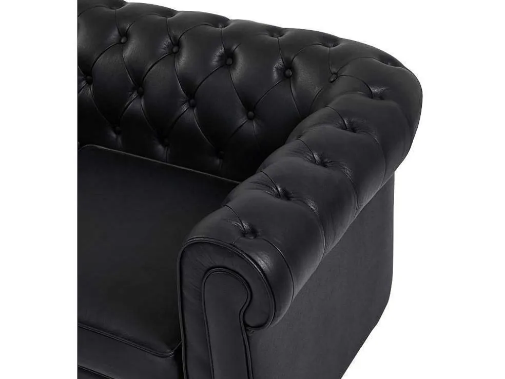 Chesterfield-Hoekbank Met Hoek Links Van Zwart Leer Toledo
