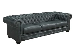 Chesterfield Zitbank 4 Plaatsen Brenton 100% Buffelleer - Spaans Groen