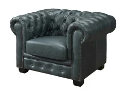 Chesterfield Zitbank 3 + 1 Plaatsen Brenton 100% Buffelleer - Spaans Groen