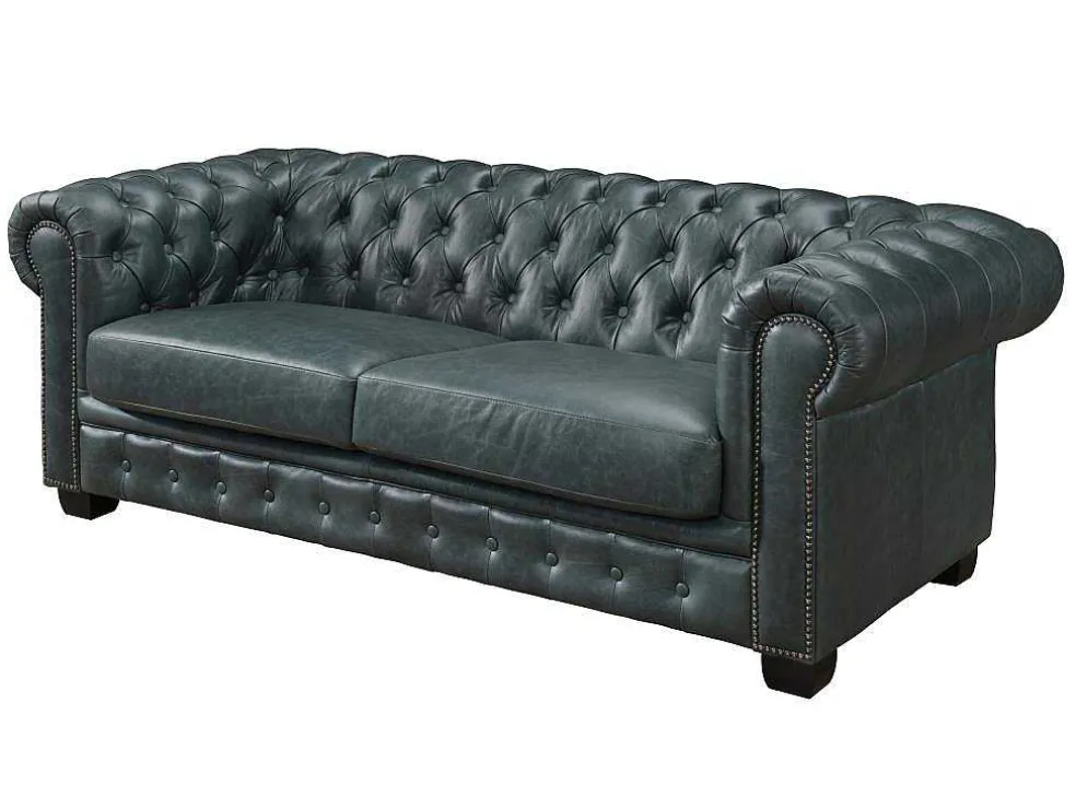 Chesterfield Zitbank 3 + 2 + 1 Plaatsen Brenton 100% Buffelleer - Spaans Groen