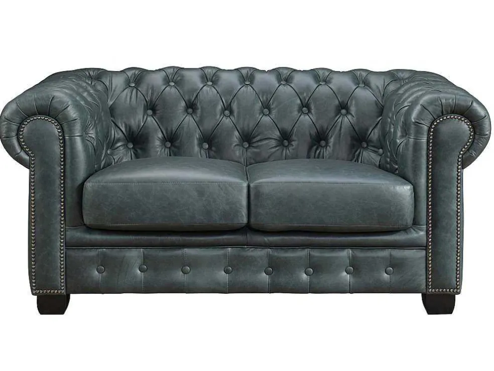 Chesterfield Zitbank 3 + 2 + 1 Plaatsen Brenton 100% Buffelleer - Spaans Groen