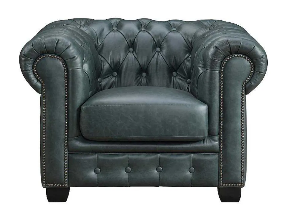 Chesterfield Zitbank 3 + 2 + 1 Plaatsen Brenton 100% Buffelleer - Spaans Groen