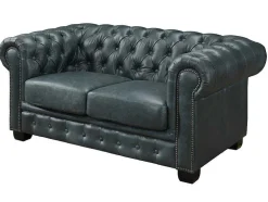 Chesterfield Zitbank 3 + 2 Plaatsen Brenton 100% Buffelleer - Spaans Groen