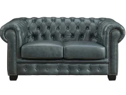 Chesterfield Zitbank 3 + 2 Plaatsen Brenton 100% Buffelleer - Spaans Groen