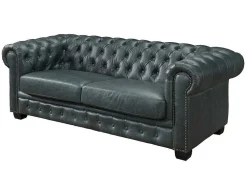 Chesterfield Zitbank 3 + 2 Plaatsen Brenton 100% Buffelleer - Spaans Groen