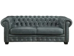 Chesterfield 3-Zitsbank Brenton 100% Buffelleer - Spaans Groen