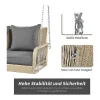 114 Cm Hangstoel In Pe Rotan - 2 Plaatsen - 11 Cm Gecapitonneerd Zitkussen - Beige + Grijs