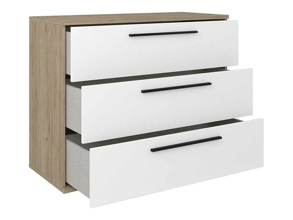 Commodes 3 Lades - Kleur: Naturel En Wit - Najeli