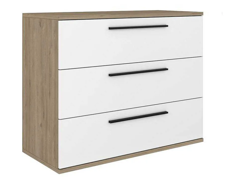 Commodes 3 Lades - Kleur: Naturel En Wit - Najeli