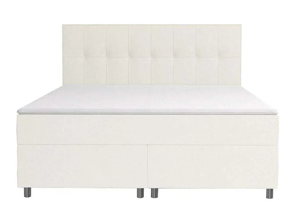 Complete Boxspringset Met Hoofdbord + Bedbodems + Matras + Dekmatras Siero Van Ysmee - 180 X 200 Cm - Stof - Ivoor